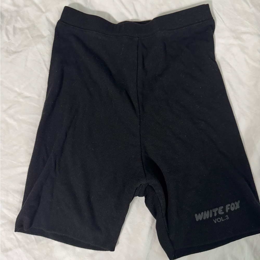White Fox Black Biker Shorts